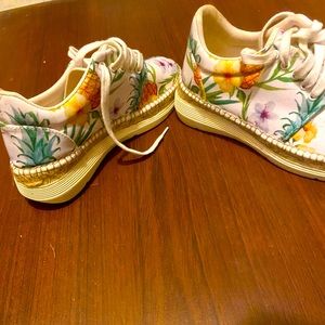 Jackson White Tropical Print Espadrille Sneakers size 37